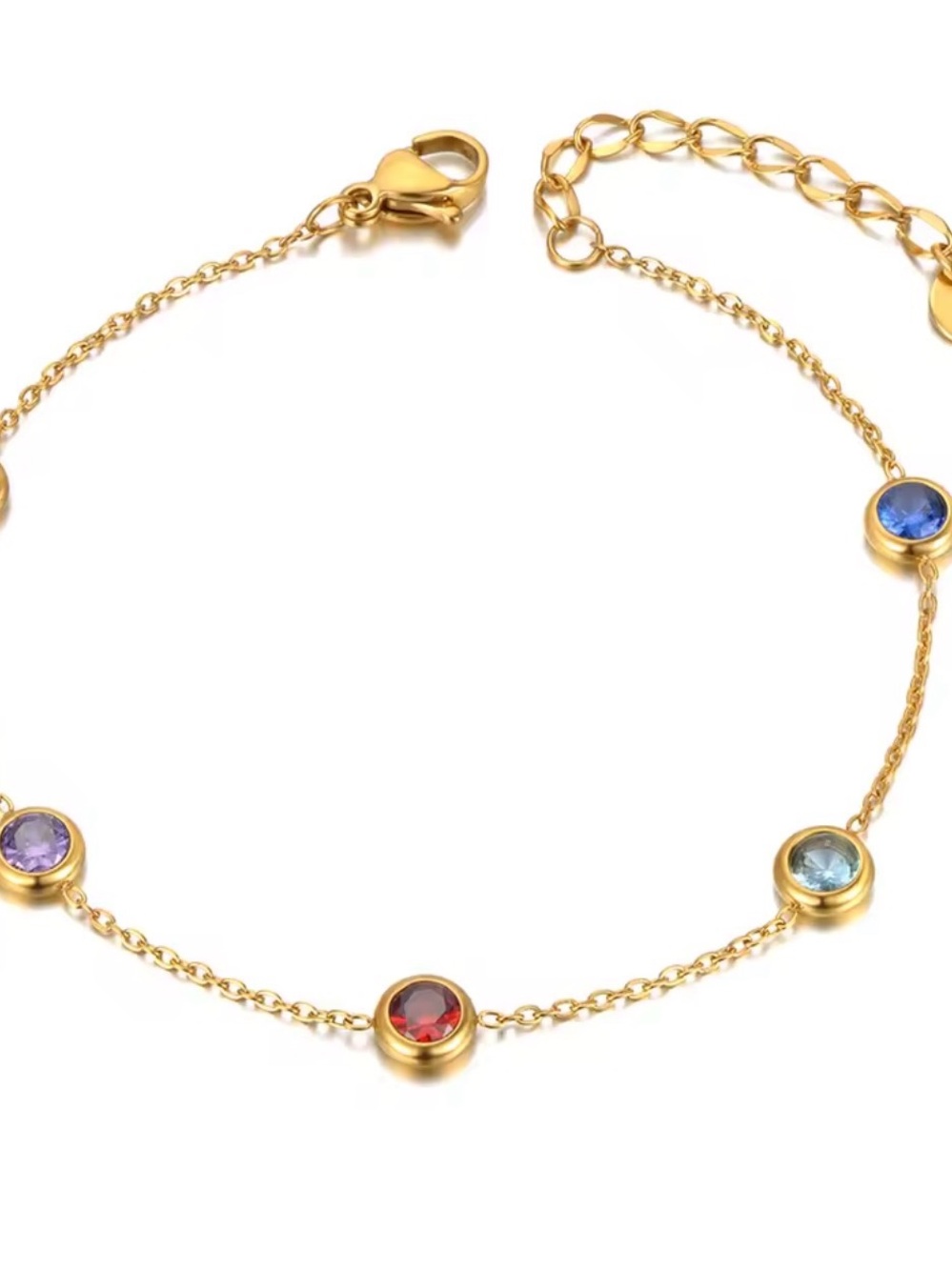 18K Gold PVD Multicolour Lab sapphire Station Bracelet